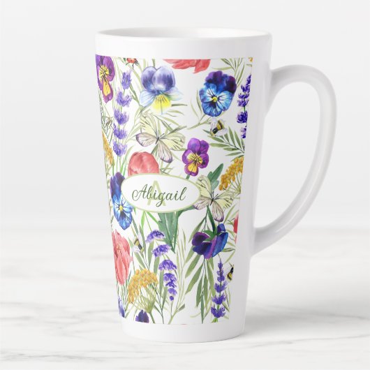 Colorful Unique Waterverf Wilde Flowers Bugs Mok (Rechts)