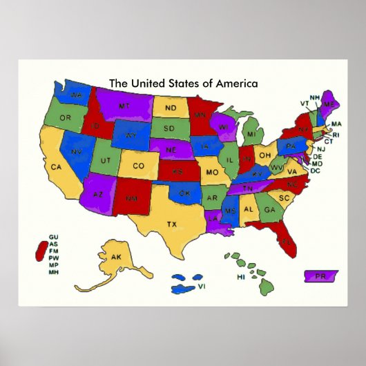 Colorful United States Maps School Poster (Voorkant)