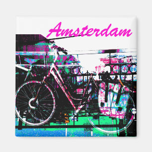 Colorful urban bike collage - serie Amsterdam Magneet