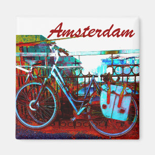 Colorful urban bike collage - serie Amsterdam Magneet
