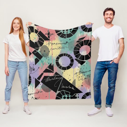 Colorful Urban Graffiti Pattern (10) Fleece Deken (In situ)