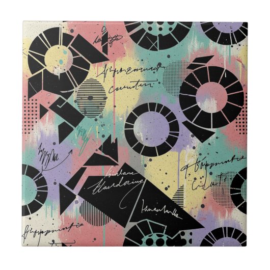 Colorful Urban Graffiti Pattern (10) Tegeltje (Voorkant)