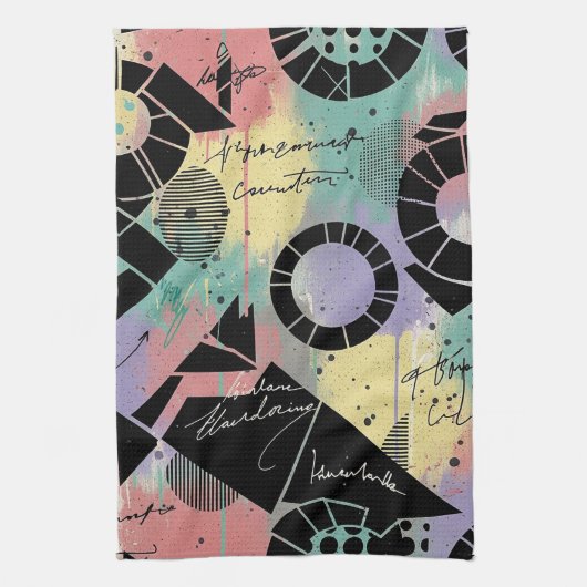 Colorful Urban Graffiti Pattern (10) Theedoek (Verticaal)