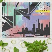 Colorful Urban Graffiti Pattern (11) Theedoek (Gevouwen)