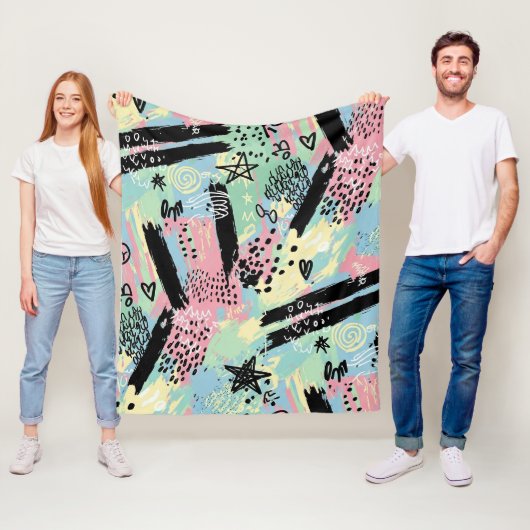 Colorful Urban Graffiti Pattern (12) Fleece Deken (In situ)