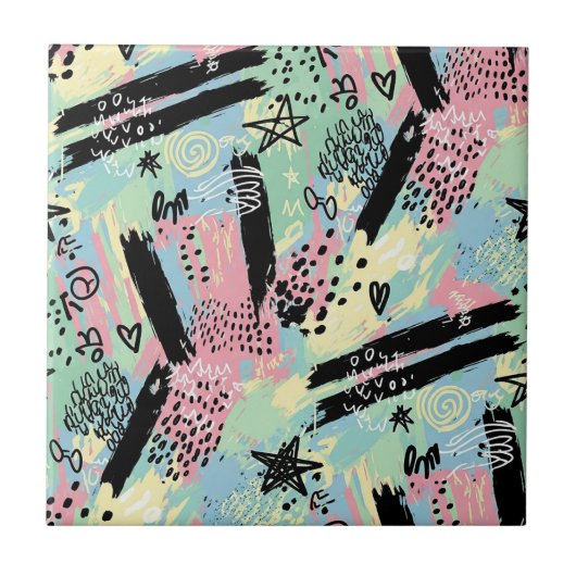 Colorful Urban Graffiti Pattern (12) Tegeltje (Voorkant)