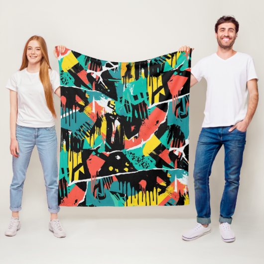 Colorful Urban Graffiti Pattern (13) Fleece Deken (In situ)