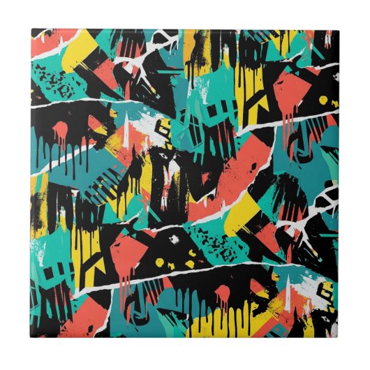 Colorful Urban Graffiti Pattern (13) Tegeltje (Voorkant)