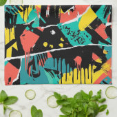 Colorful Urban Graffiti Pattern (13) Theedoek (Gevouwen)