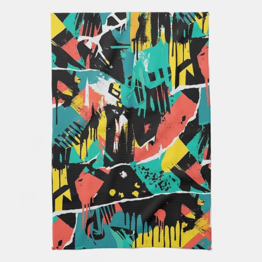 Colorful Urban Graffiti Pattern (13) Theedoek (Verticaal)