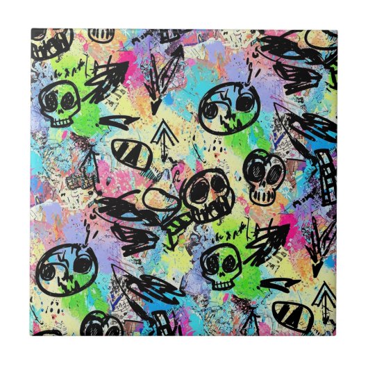 Colorful Urban Graffiti Pattern (1) Tegeltje (Voorkant)