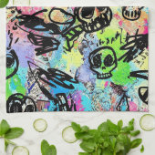 Colorful Urban Graffiti Pattern (1) Theedoek (Gevouwen)