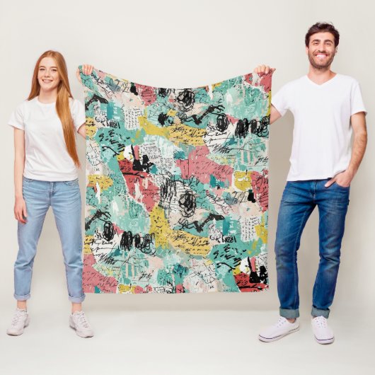 Colorful Urban Graffiti Pattern (2) Fleece Deken (In situ)