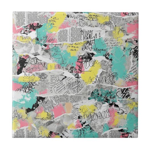 Colorful Urban Graffiti Pattern (3) Tegeltje (Voorkant)