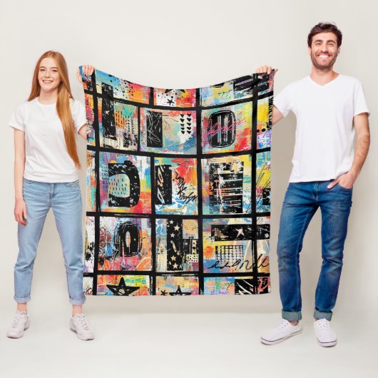 Colorful Urban Graffiti Pattern (5) Fleece Deken (In situ)