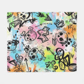 Colorful Urban Graffiti Pattern (6) Fleece Deken (Voorkant (Horizontaal))