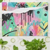 Colorful Urban Graffiti Pattern (7) Theedoek (Gevouwen)