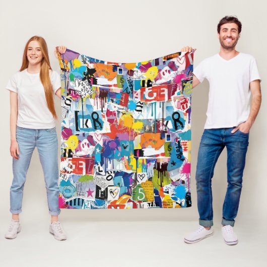 Colorful Urban Graffiti Pattern (8) Fleece Deken (In situ)