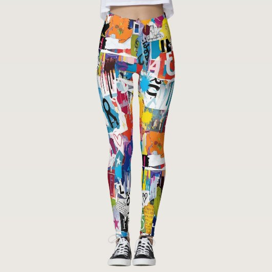 Colorful Urban Graffiti Pattern (8) Leggings (Voorkant)