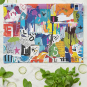 Colorful Urban Graffiti Pattern (8) Theedoek (Gevouwen)