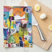 Colorful Urban Graffiti Pattern (8) Theedoek (Quarter Fold)