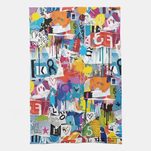 Colorful Urban Graffiti Pattern (8) Theedoek (Verticaal)