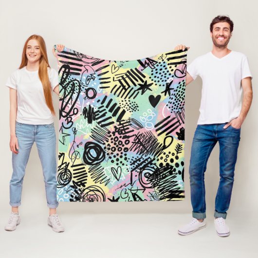 Colorful Urban Graffiti Pattern (9) Fleece Deken (In situ)