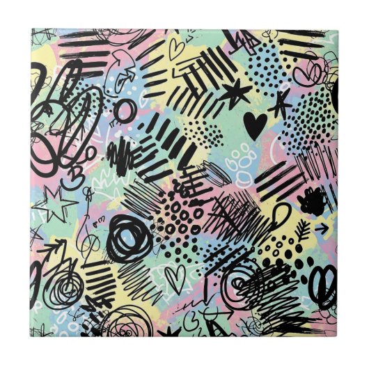 Colorful Urban Graffiti Pattern (9) Tegeltje (Voorkant)