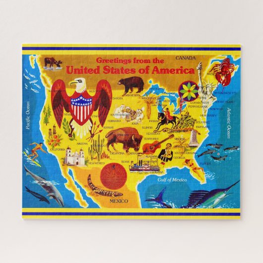 Colorful USA Map 16x20 Jigsaw Puzzle Legpuzzel (Horizontaal)