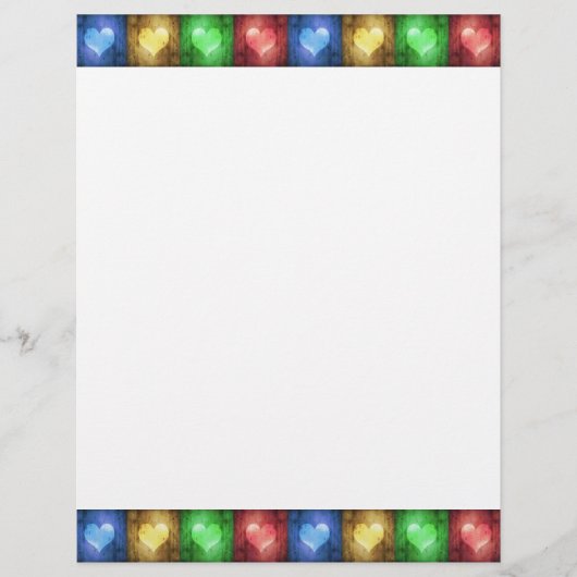 Colorful Valentijnsdag Rustic Hearts Stationery (Voorkant)