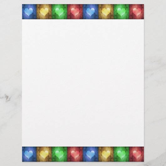 Colorful Valentijnsdag Rustic Hearts Stationery (Achterkant)