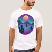 Colorful Vaporwave Cactus "Digital Desert" T-shirt (Voorkant)