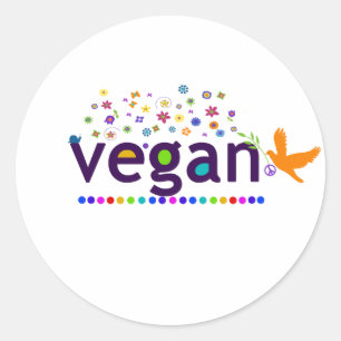 Colorful Vegan Ronde Sticker