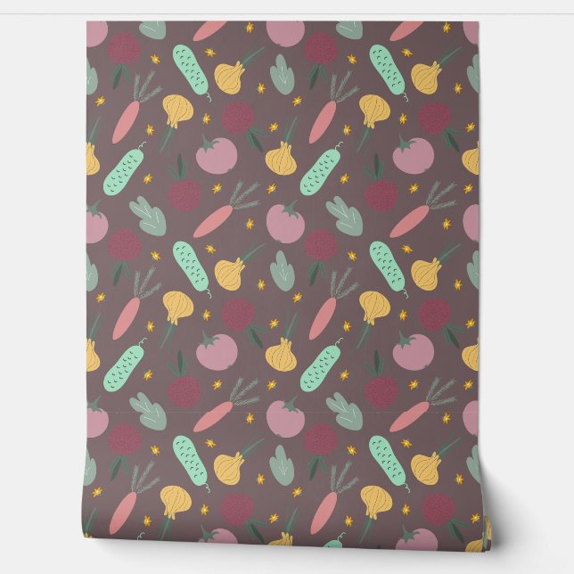 colorful vegetable pattern behang (Afrollen)