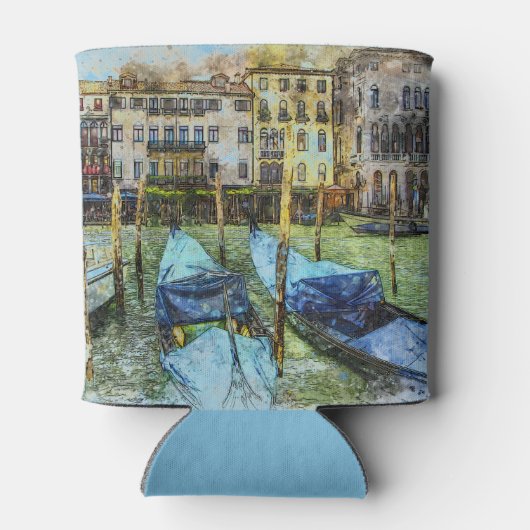 Colorful Venice Blue Gondolas Blikjeskoeler (Achterkant)