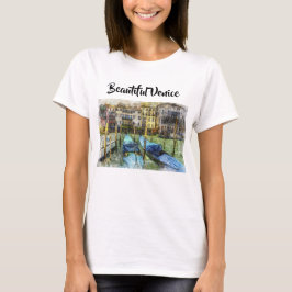 Colorful Venice Blue Gondolas Painting T-shirt