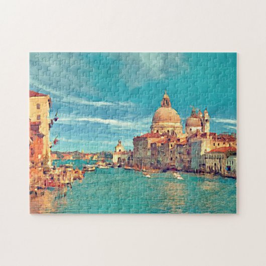 Colorful Venice Canal Aquarelle Art Painting Legpuzzel (Horizontaal)