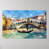 Colorful Venice Canal Grande Aquarelle Painting Poster (Voorkant)