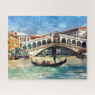 Colorful Venice Canal Grande Rialto Bridge Art Legpuzzel