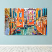 COLORFUL VENICE CANAL, ITALIË CANVAS AFDRUK (Insitu (Houten vloer))