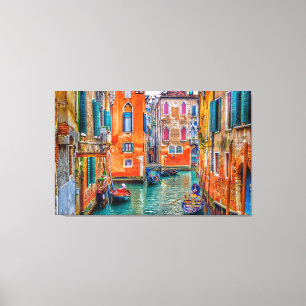 COLORFUL VENICE CANAL, ITALIË CANVAS AFDRUK