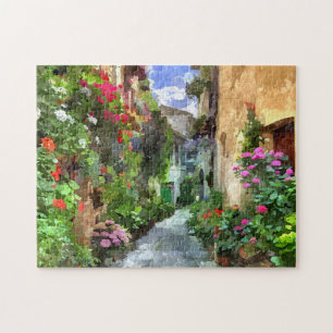 Colorful Verona Village Aquarelle Art Painting Legpuzzel