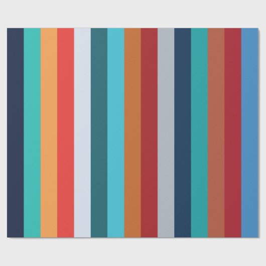Colorful Vertical Retro Stripes Cadeaupapier (Vlak)