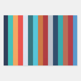 Colorful Vertical Retro Stripes Inpakpapier Vel