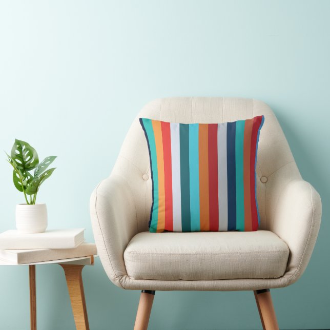 Colorful Vertical Retro Stripes Kussen (Stoel)