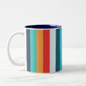 Colorful Vertical Retro Stripes Tweekleurige Koffiemok (Links)
