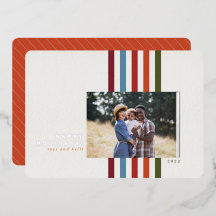 Colorful Vertical Ribbon met Folie Holiday Card