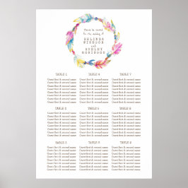 Colorful vether waterverf trouwtafel plan poster