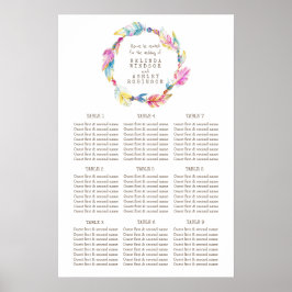 Colorful vether waterverf trouwtafel plan poster