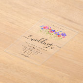 Colorful Vibrant Bold Boho Wildflower Wedding Acryl Uitnodigingen (Laagn)